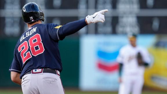 A's Matt Olson takes batting practice, rehab assignment next