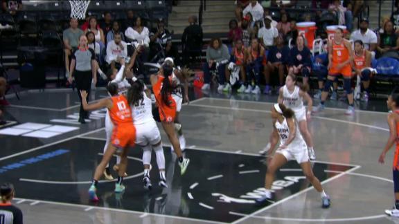 UNCASVILLE, CT - JUNE 15: Atlanta Dream forward Nia Coffey (12) in action  during the WNBA game between Atlanta Dream and Connecticut Sun on June 15,  2022, at Mohegan Sun Arena in