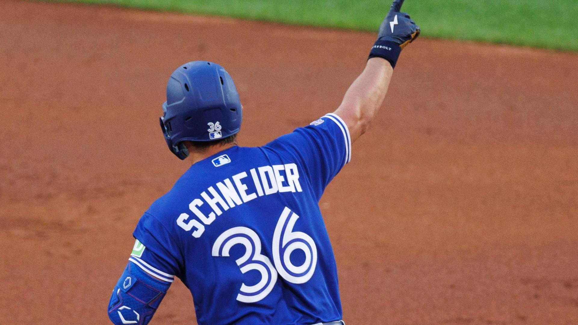 Toronto Blue Jays second baseman Davis Schneider (36) in the first