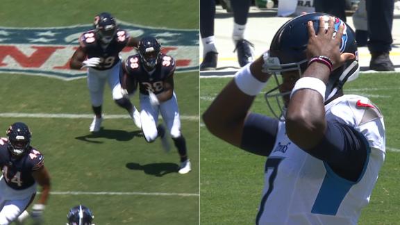 Fields throws TD passes to Moore and Herbert as the Bears beat the Titans  23-17 - ABC News