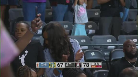 COLLEGE PARK, GA – JUNE 03: Chicago players huddle following the conclusion  of the WNBA game between the Chicago Sky and the Atlanta Dream on June 3rd,  2022 at Gateway Center Arena