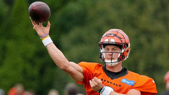 Bengals quarterback Joe Burrow back at practice for the first time since  July 27