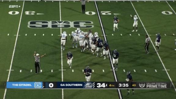 Georgia Southern Eagles running back Jalen White darts downfield for  29-yard rush