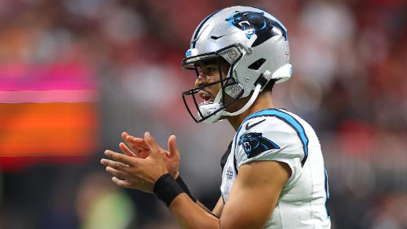 Panthers' Bryce Young throws first career TD pass to Hayden Hurst; tight  end tosses ball into stands