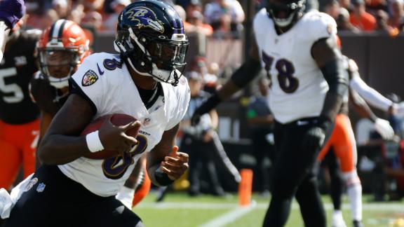 Jackson has 4 TDs as Ravens roll to 28-3 win over Browns, rookie