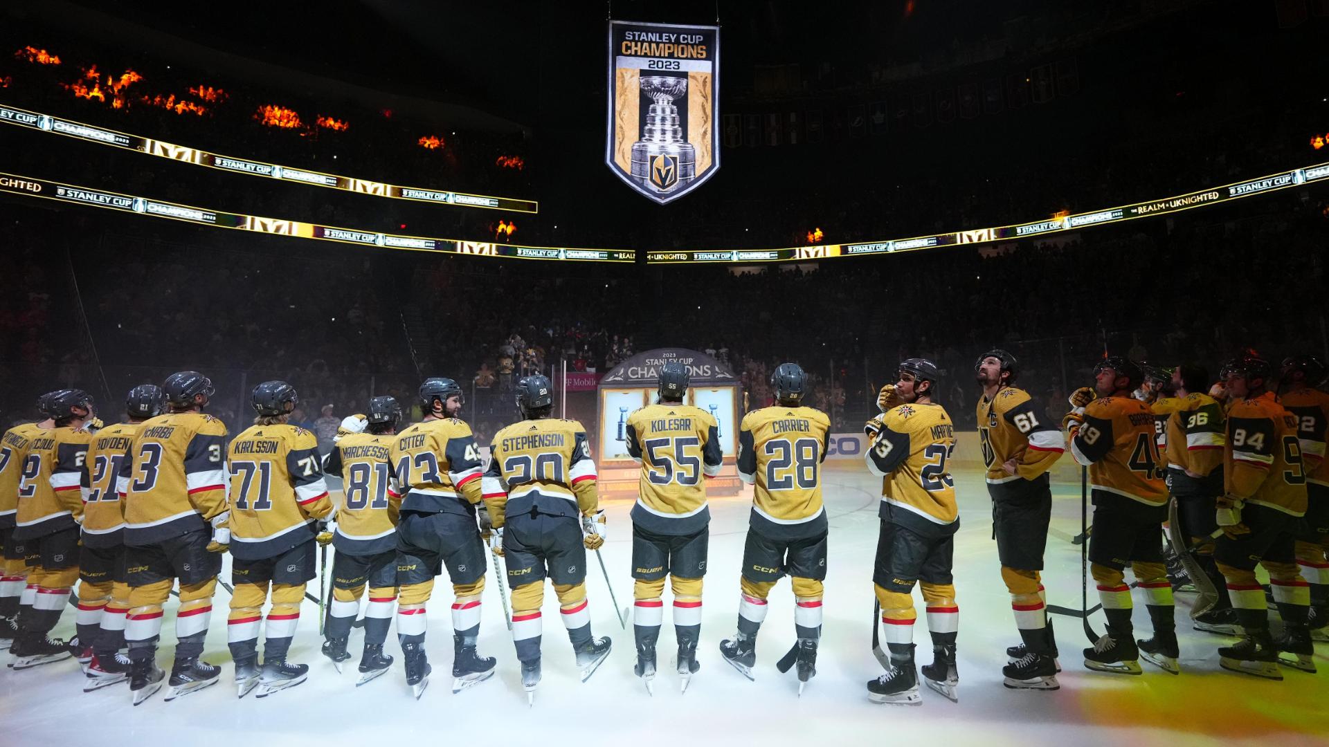 Golden Knights raise 2022-23 Stanley Cup championship banner