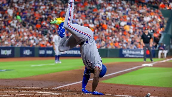 Why did Adolis Garcia do a cartwheel at the Rangers game?