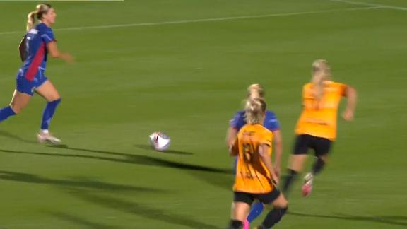 Haley Hopkins nutmegs defender and finishes a nice goal