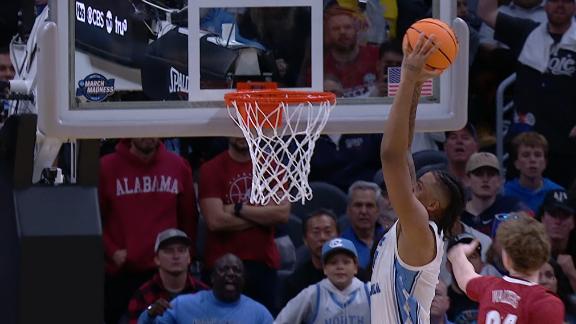 Bacot throws it down for UNC, Bama responds with a trey