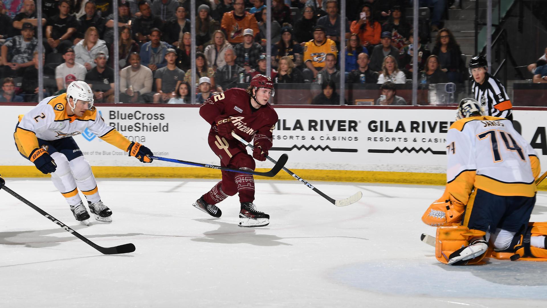 Logan Cooley has 1st NHL hat trick, Coyotes stop Predators' points streak at 18 with 8-4 win