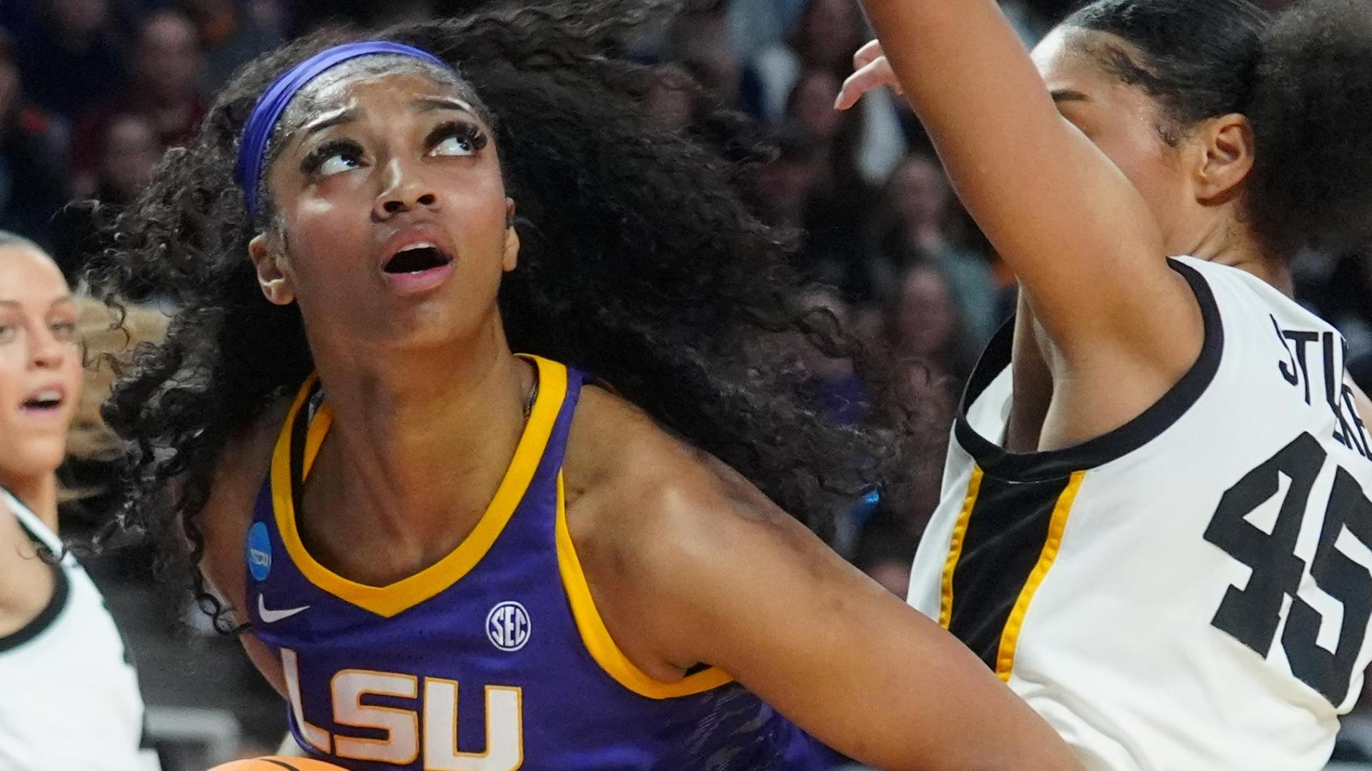 Angel Reese fired up after steal and score for LSU