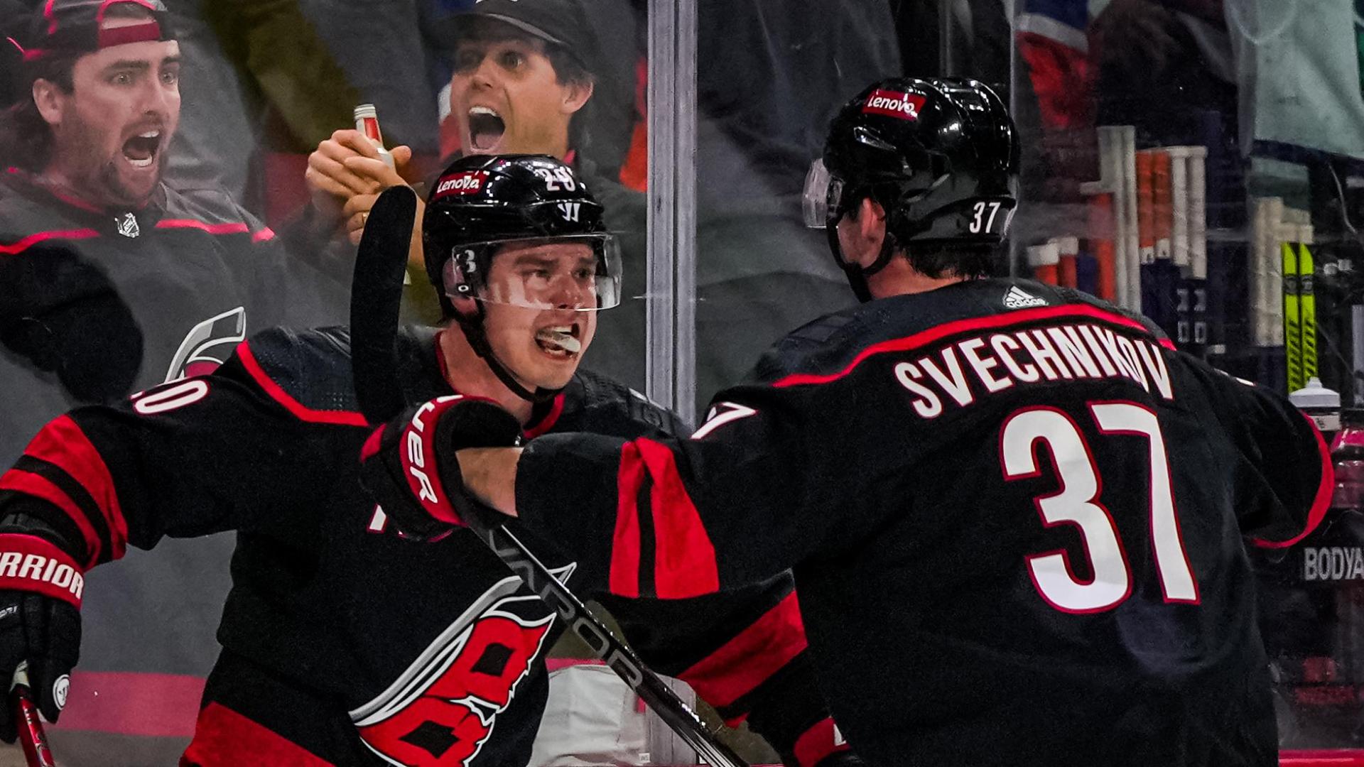 Aho  Martinook cap Hurricanes  late rally to beat the Islanders for a 2-0 playoff series lead