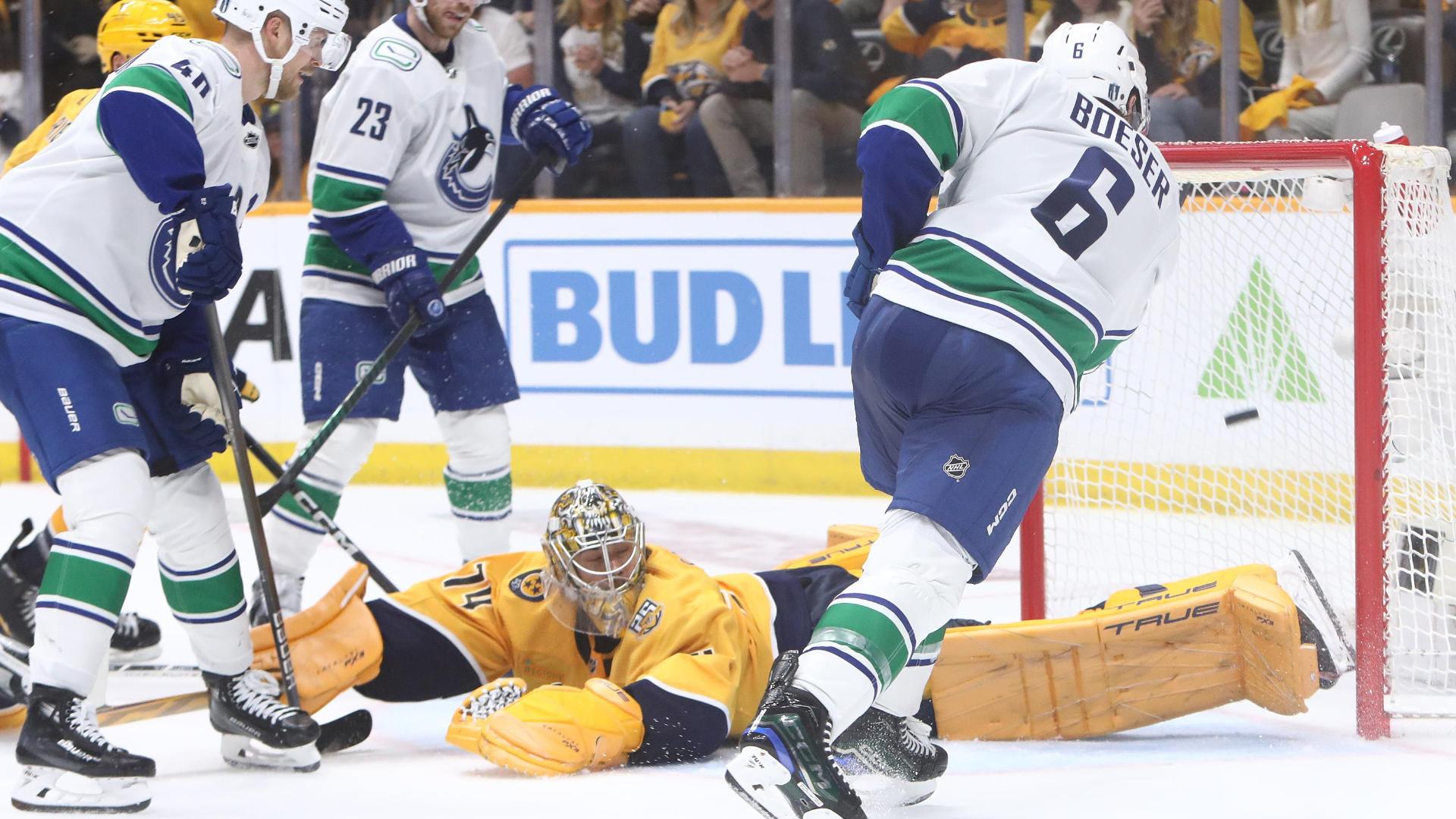 Boeser s hat trick helps Canucks rally  push Preds to brink of elimination