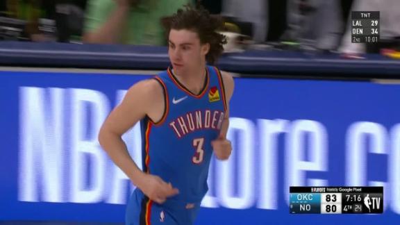 Josh Giddey delivers four big triples as Thunder close out Pelicans