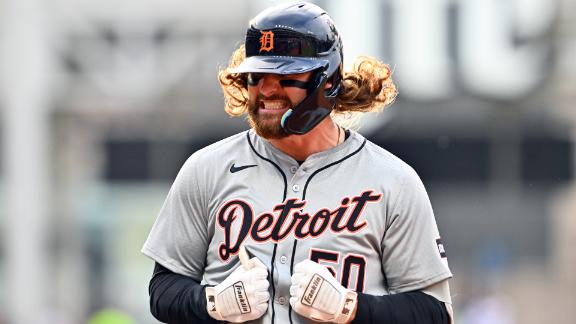Andy Ib    ez homers twice  Ryan Vilade gets first MLB hit  RBIs as Tigers outslug Guardians 11-7