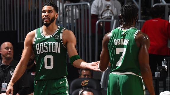 Jayson Tatum and Jaylen Brown combine for 61 as the Celtics rebound to take Game 3 against the Cavaliers.