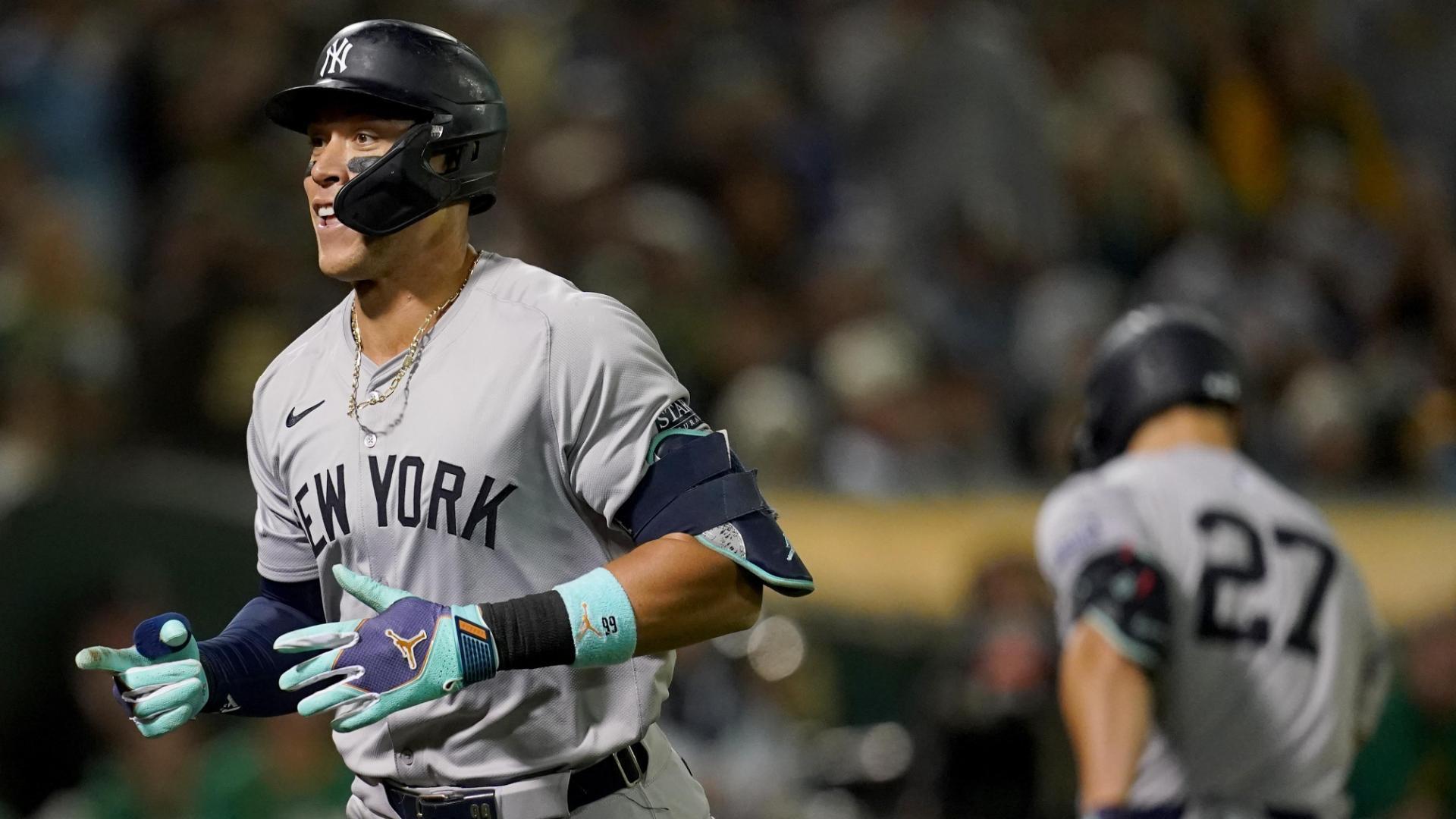 Judge hits major league-leading 54th homer  Stanton  Volpe also connect as Yankees pound A s 10-0