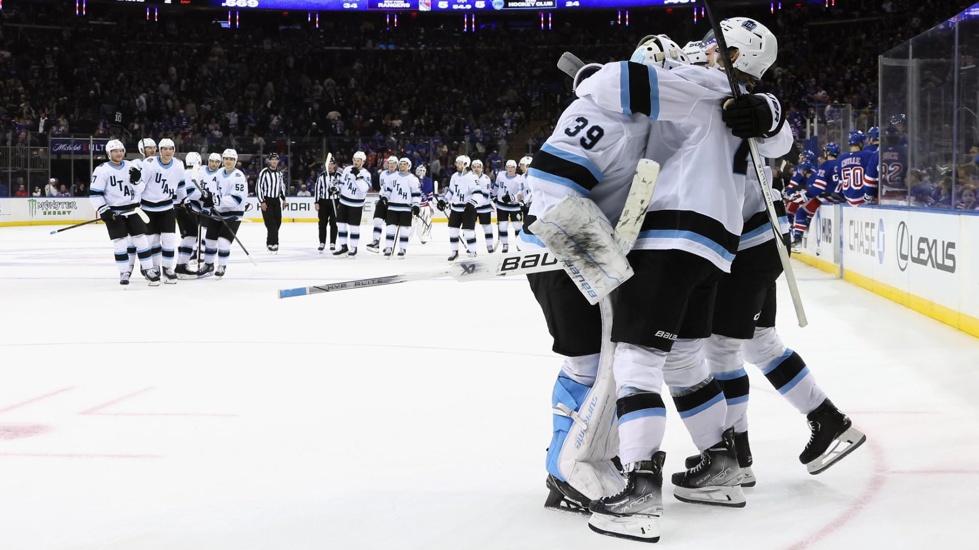 Keller scores second goal of game in OT and Utah beats New York Rangers 6-5 to move to 3-0