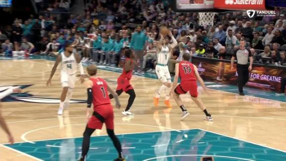 LaMelo Ball pulls up from way downtown and knocks down the 3-pointer for the Hornets.