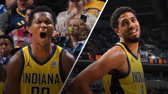 Tyrese Haliburton and Bennedict Mathurin combine for a stellar 73 points as the Pacers handle the Knicks in a 132-121 home win.