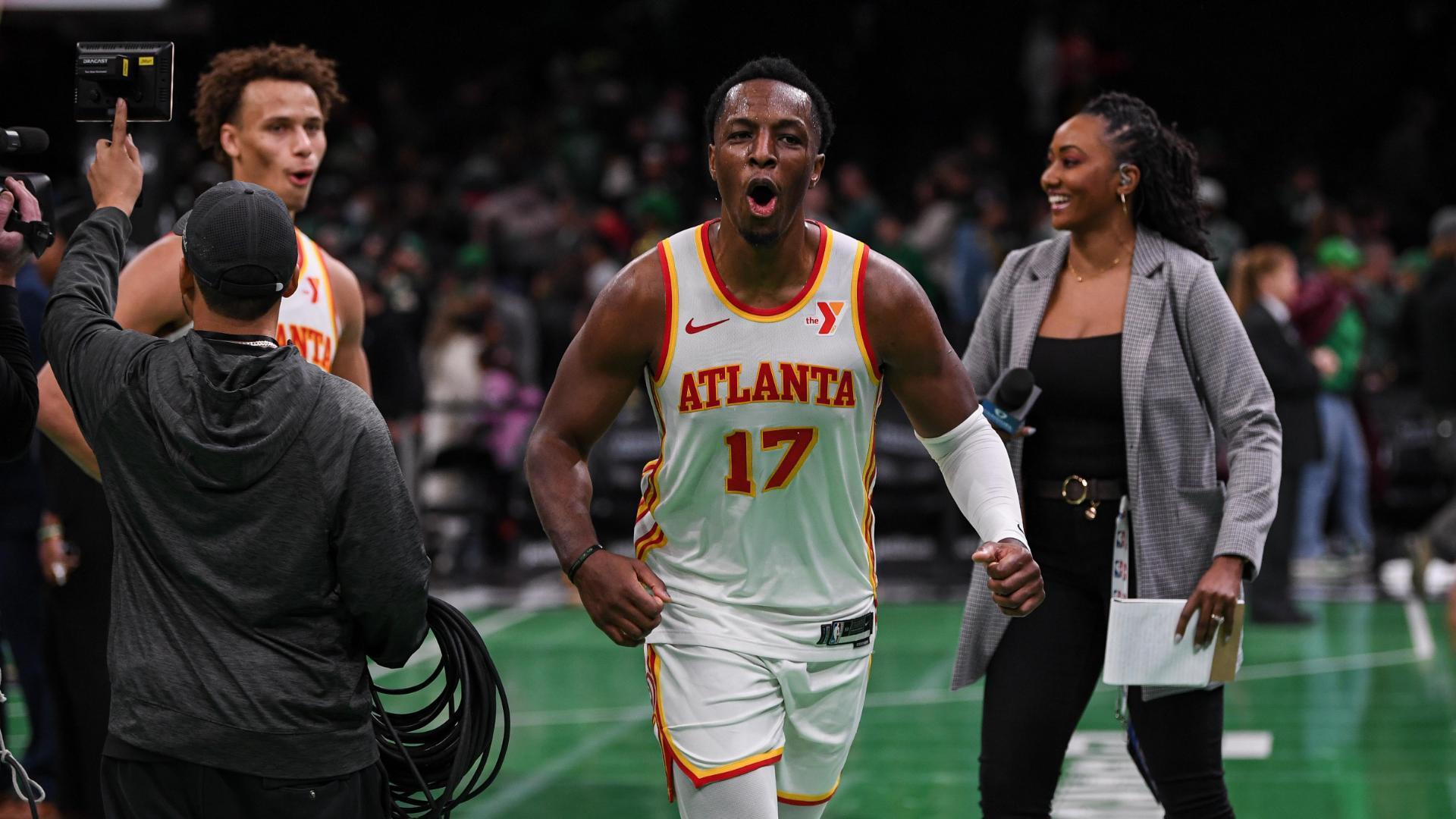 Dyson Daniels scores a career-high 28 points in the Hawks' 117-116 win over the Celtics.