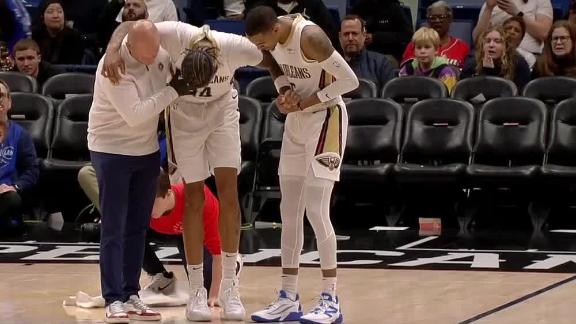 Brandon Ingram is out indefinitely after sustaining a significant low left ankle sprain in the Pelicans' 119-109 loss to the Thunder.