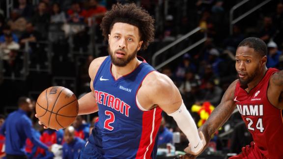 Cade Cunningham does it all for the Pistons, tallying 20 points, 18 assists and 11 rebounds in a win over the Heat.