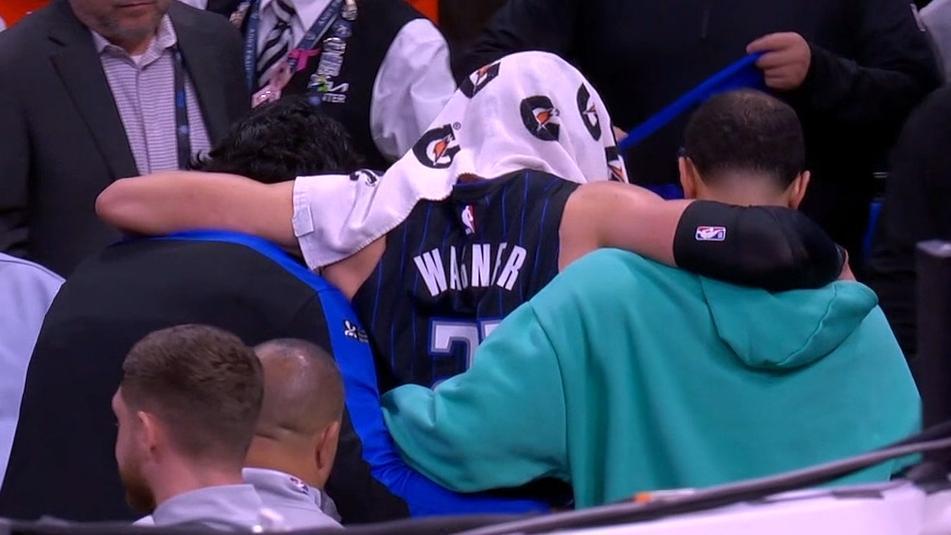 During the Magic's game vs. the Heat, Moritz Wagner leaves early with a torn ACL.