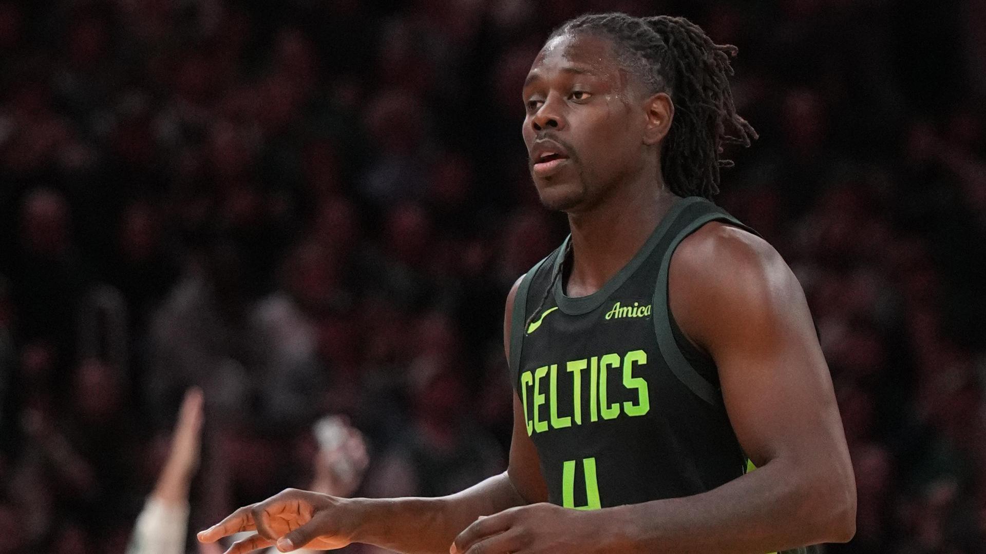 Jrue Holiday knocks town a half-time buzzer-beater as the Celtics go on to beat the Raptors 125-71.