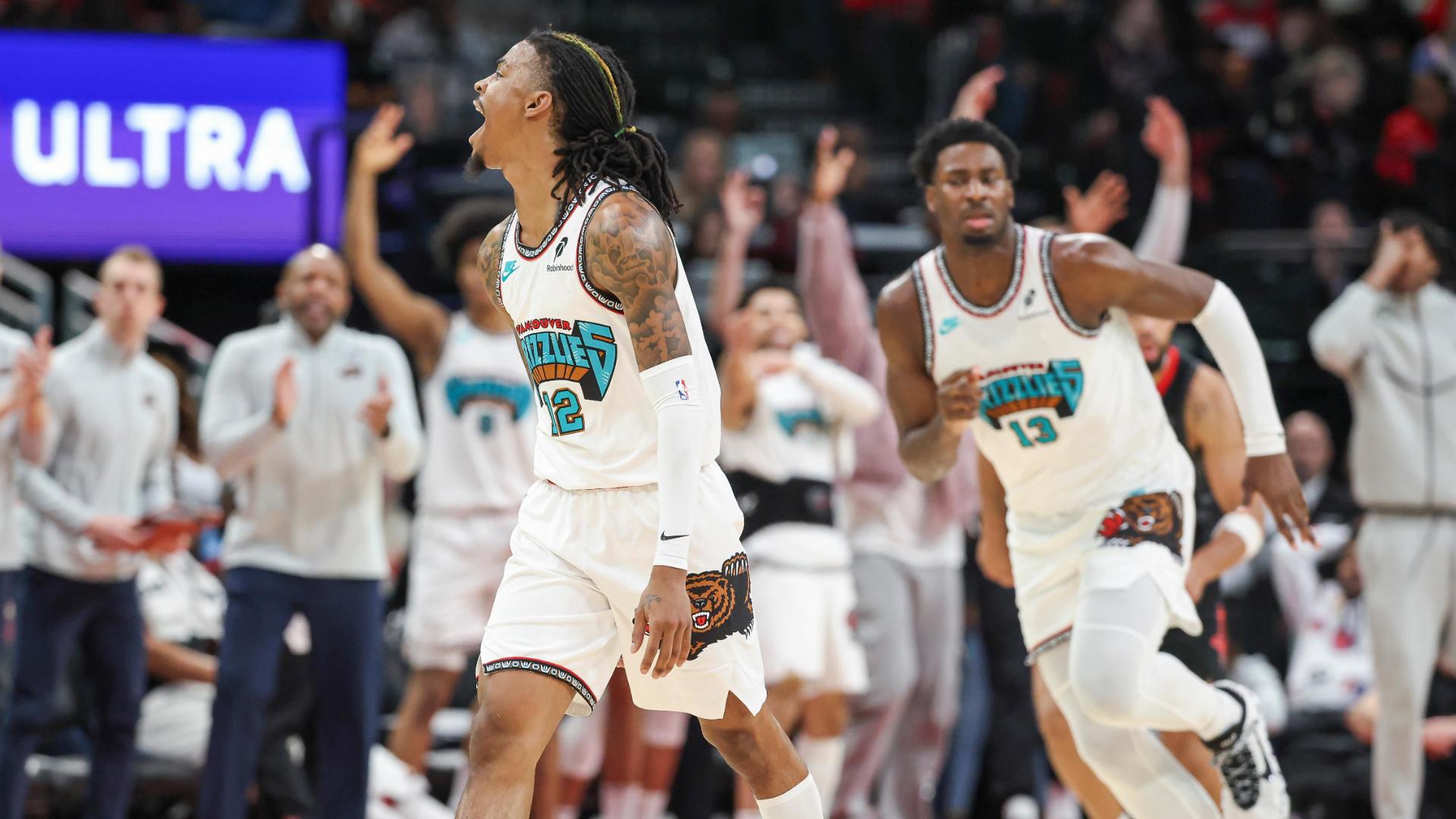 Ja Morant knocks down a deep 3-pointer from nearly half court to add to the Grizzlies' lead.