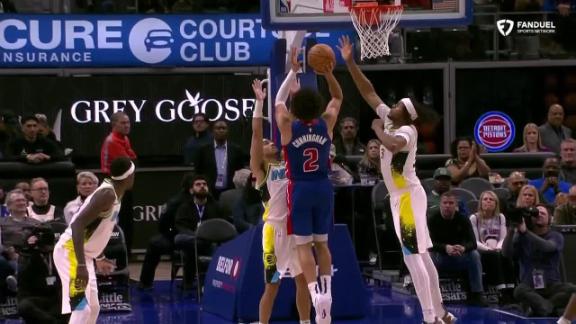 Myles Turner elevates for the big-time block