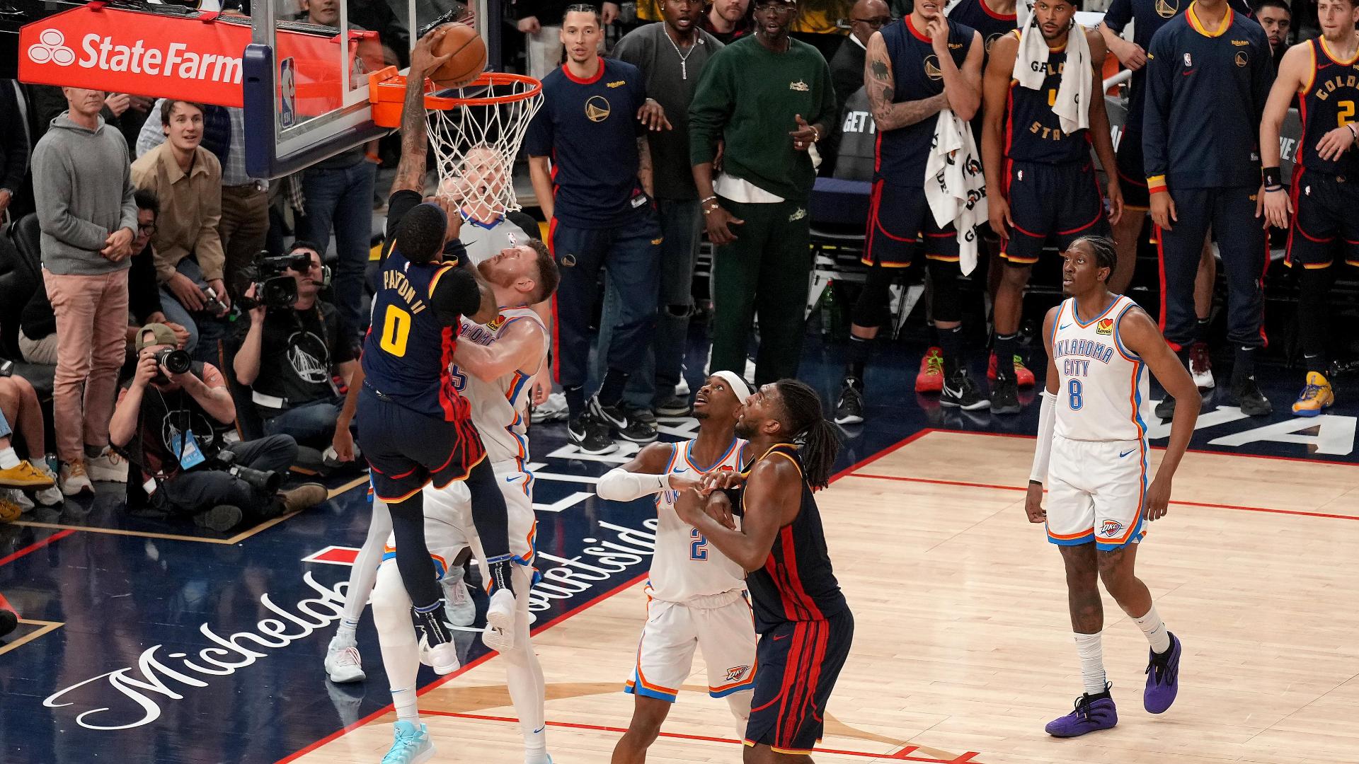 Gary Payton II puts Isaiah Hartenstein on a poster late in the fourth quarter.




