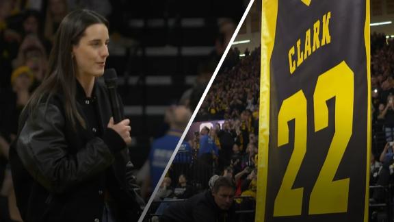 Iowa retires Caitlin Clark's No. 22 jersey after win vs. USC - ESPN