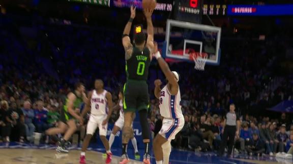 Jayson Tatum sinks back-to-back 3-pointers to put the Celtics up in the fourth quarter.