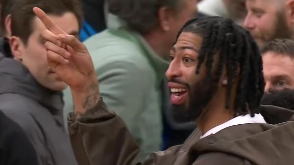 Anthony Davis can't contain his excitement after the Mavericks' comfortable win over the Celtics.