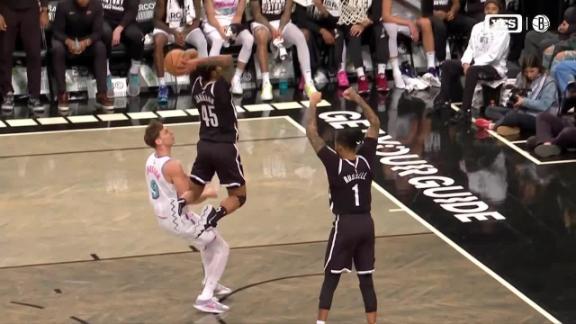 D'Angelo Russell with the massive block at the rim
