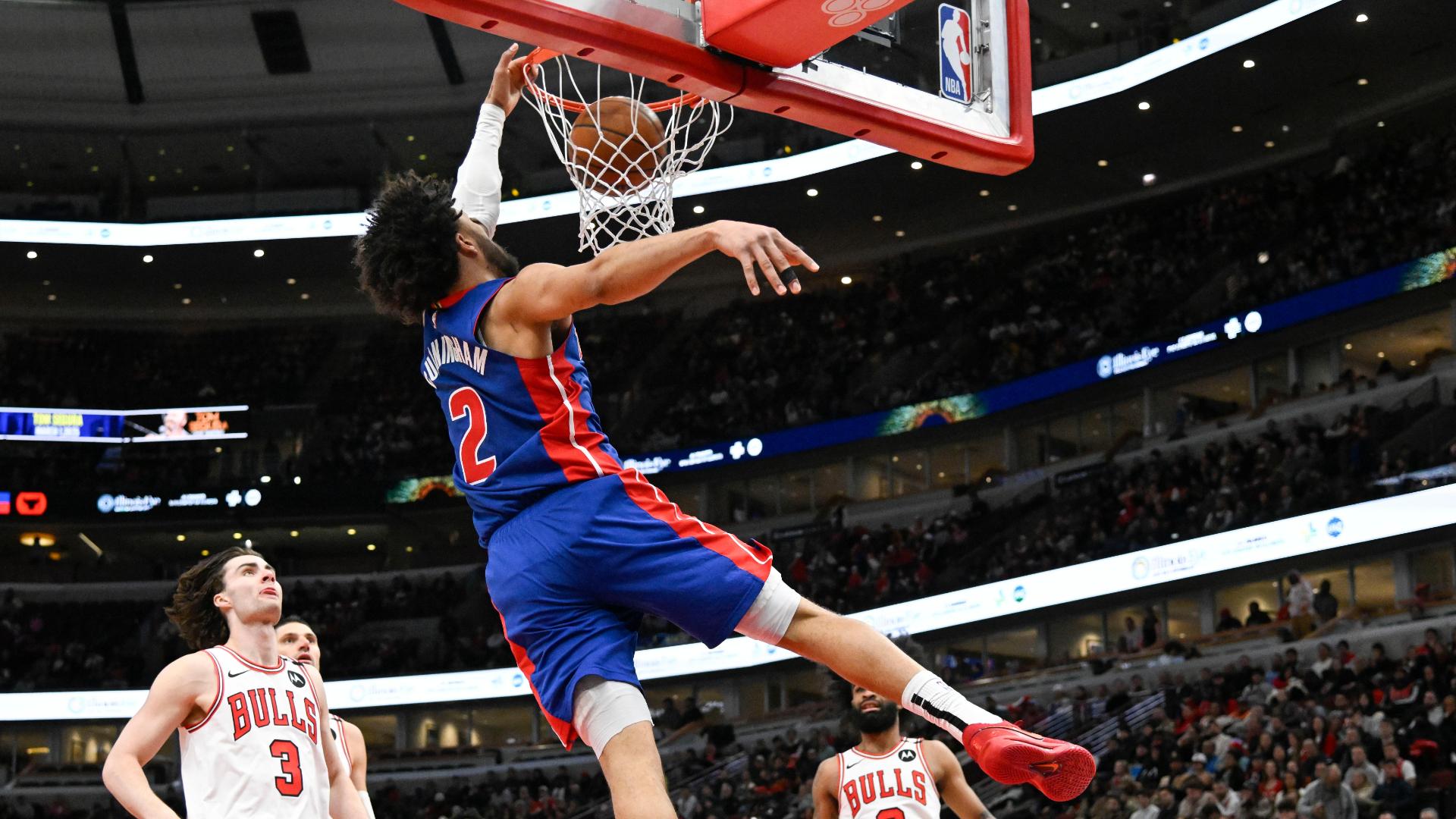Cade Cunningham dazzles with a huge and-1 dunk for the Pistons.