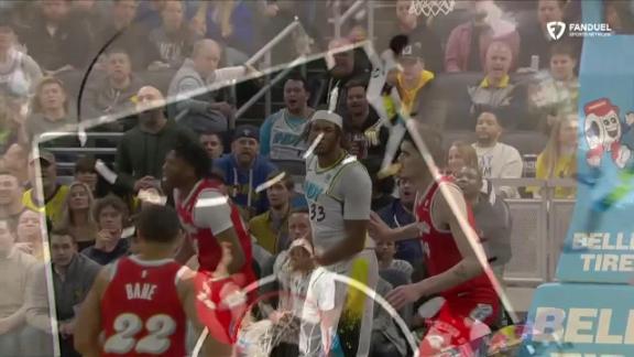 Myles Turner gets up for the rejection