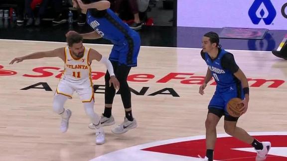 Trae Young is whistled for a foul on Goga Bitadze and is later given a tech.