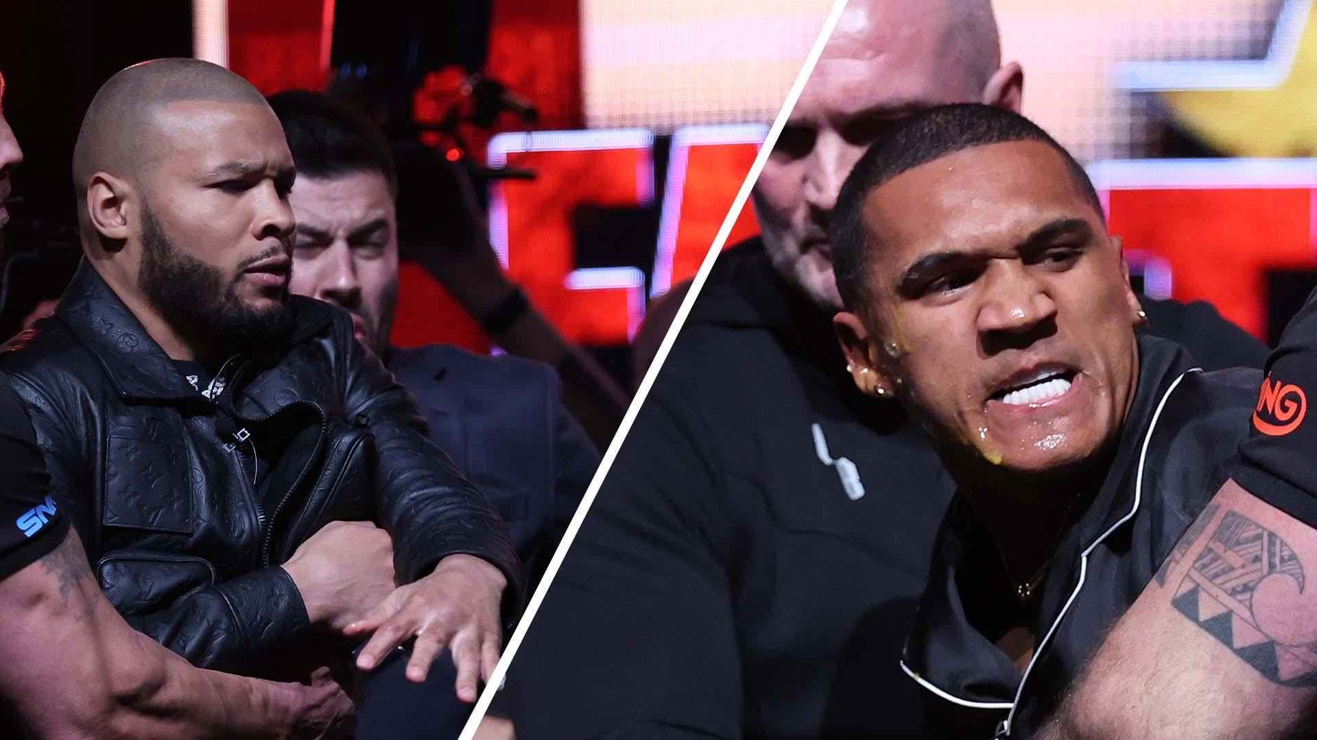 Chris Eubank Jr. slaps rival Conor Benn with an egg in face-off - ESPN