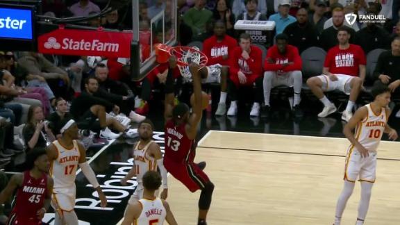 Bam Adebayo gets up for the beautiful slam dunk