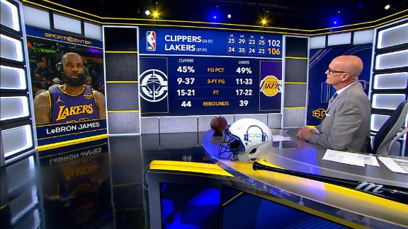 LeBron James joins Scott Van Pelt and talks about the Lakers' recent success after a victory vs. the Clippers for their fifth straight win.