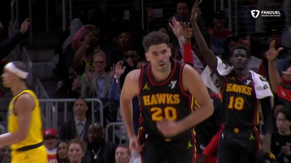 Georges Niang puts the Hawks up with a 3-pointer, and he gives Atlanta some insurance with another trey less than a minute later.