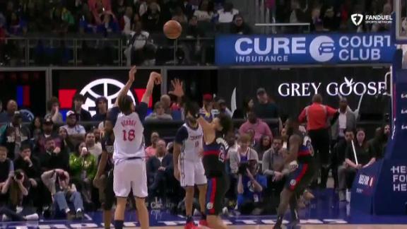 Kyshawn George drains 3-point shot vs. Detroit Pistons