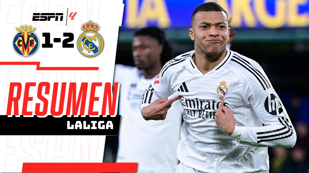 El Real Madrid le ganó al Villarreal con doblete de Mbappé - ESPN Video