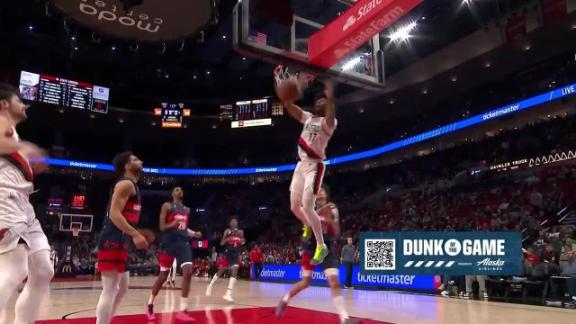 Anfernee Simons gets up for the beautiful slam dunk