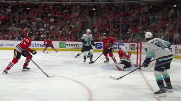 Shane Wright scores 2, Adam Larsson has goal and assist as Kraken beat Blackhawks  6-2 - ABC7 Chicago