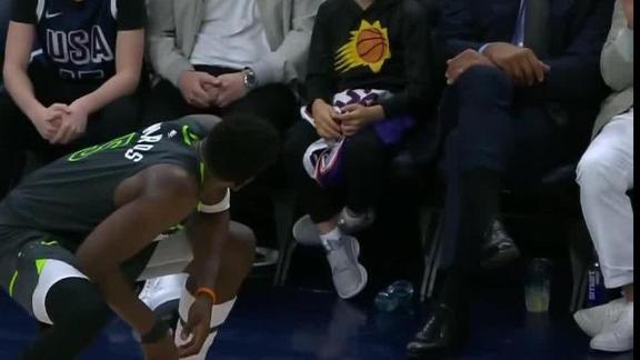 Anthony Edwards drains a game-sealing 3-pointer and stares down Suns owner Mat Ishbia, while Alex Rodriguez has a laugh.