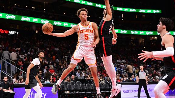 Atlanta Hawks guard Dyson Daniels has another strong showing with 22 points and 10 rebounds against the Portland Trail Blazers.