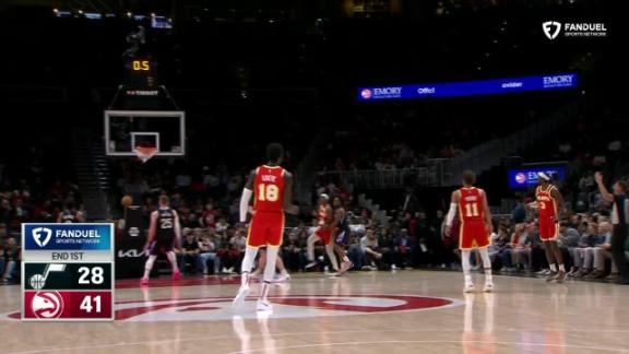 Caris LeVert hits a buzzer-beating trey to end the first quarter.